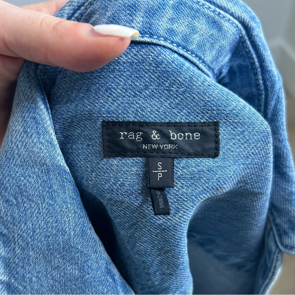 Rag & Bone Ultra Featherweight Denim Fiona Cropped Denim Top Size Small - Picture 12 of 14